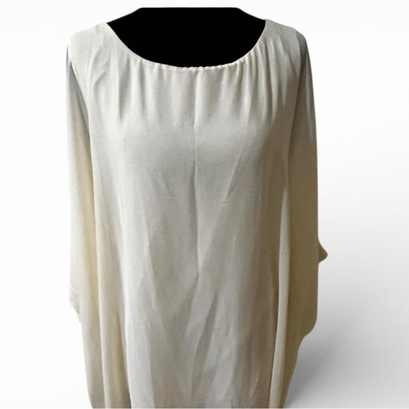 Easel Cream Flowy Scoop Neck Tunic L | Boho Chic Coastal Minimalist - Picture 2 of 4